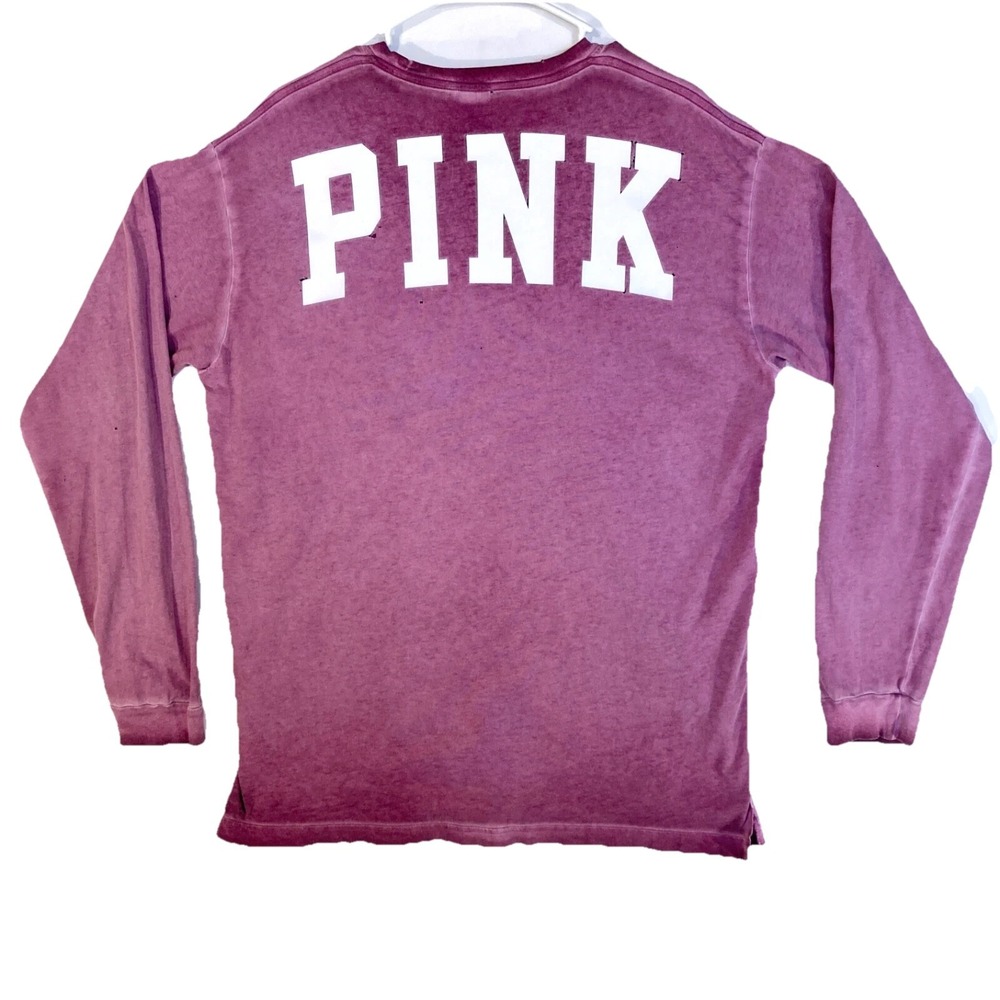 Victoria Secret PINK Pocket Top Women L Varsity Back Spellout Mineral Wash Ombre